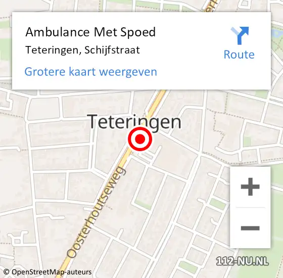 Locatie op kaart van de 112 melding: Ambulance Met Spoed Naar Teteringen, Schijfstraat op 12 juni 2019 07:27