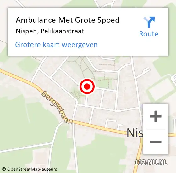 Locatie op kaart van de 112 melding: Ambulance Met Grote Spoed Naar Nispen, Pelikaanstraat op 12 juni 2019 08:10