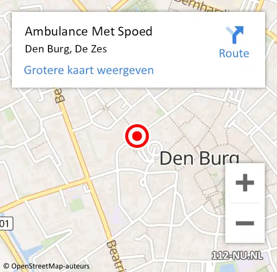 Locatie op kaart van de 112 melding: Ambulance Met Spoed Naar Den Burg, De Zes op 12 juni 2019 09:18