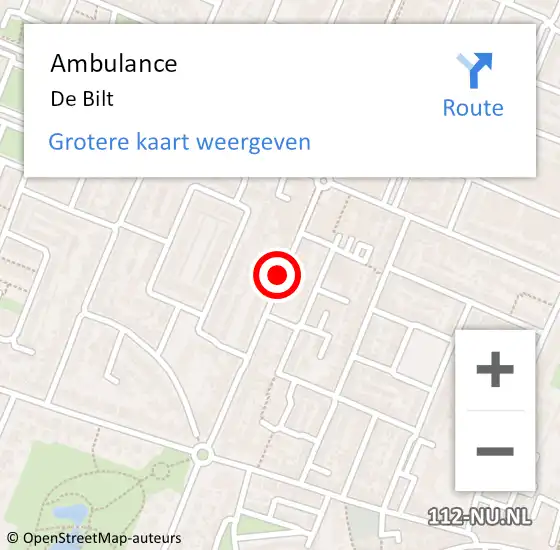 Locatie op kaart van de 112 melding: Ambulance De Bilt op 12 juni 2019 10:12