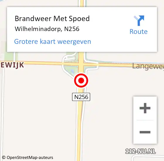 Locatie op kaart van de 112 melding: Brandweer Met Spoed Naar Wilhelminadorp, N256 op 12 juni 2019 11:43