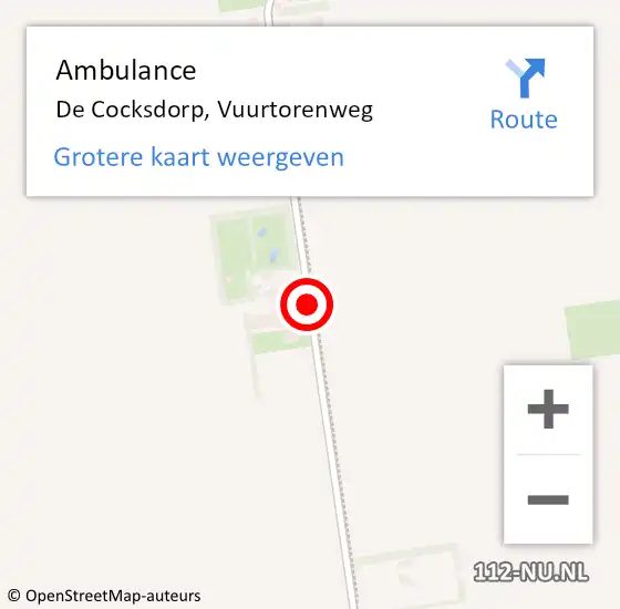 Locatie op kaart van de 112 melding: Ambulance De Cocksdorp, Vuurtorenweg op 12 juni 2019 12:22
