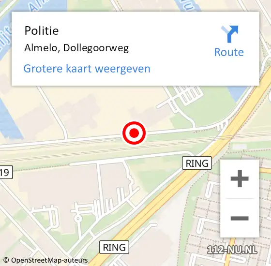 Locatie op kaart van de 112 melding: Politie Almelo, Dollegoorweg op 12 juni 2019 12:45