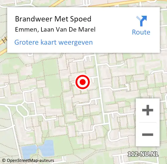 Locatie op kaart van de 112 melding: Brandweer Met Spoed Naar Emmen, Laan Van De Marel op 12 juni 2019 12:58