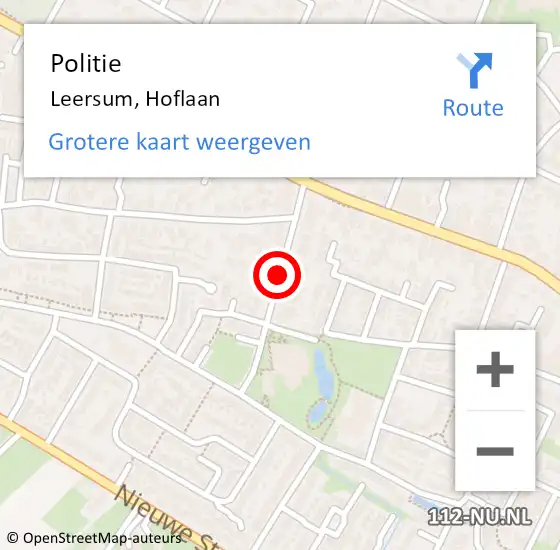 Locatie op kaart van de 112 melding: Politie Leersum, Hoflaan op 12 juni 2019 13:27