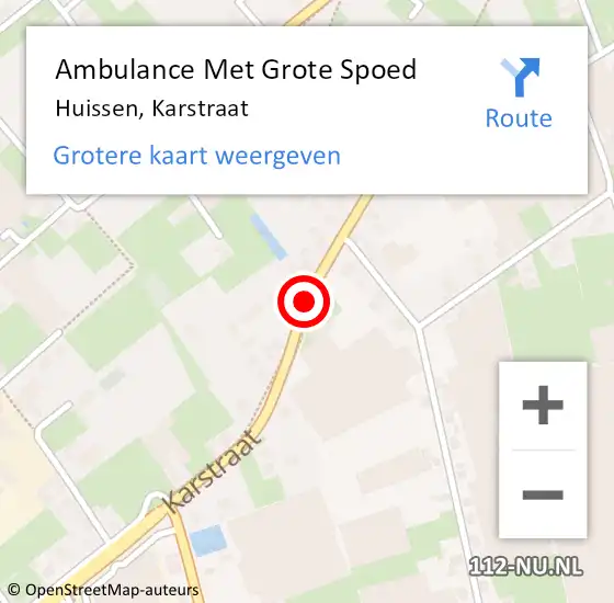 Locatie op kaart van de 112 melding: Ambulance Met Grote Spoed Naar Huissen, Karstraat op 12 juni 2019 14:04