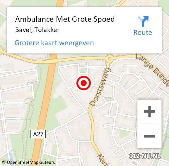 Locatie op kaart van de 112 melding: Ambulance Met Grote Spoed Naar Bavel, Tolakker op 12 juni 2019 14:25