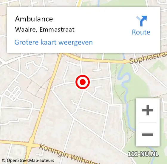 Locatie op kaart van de 112 melding: Ambulance Waalre, Emmastraat op 12 juni 2019 15:20