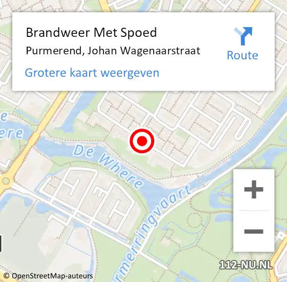 Locatie op kaart van de 112 melding: Brandweer Met Spoed Naar Purmerend, Johan Wagenaarstraat op 12 juni 2019 15:30