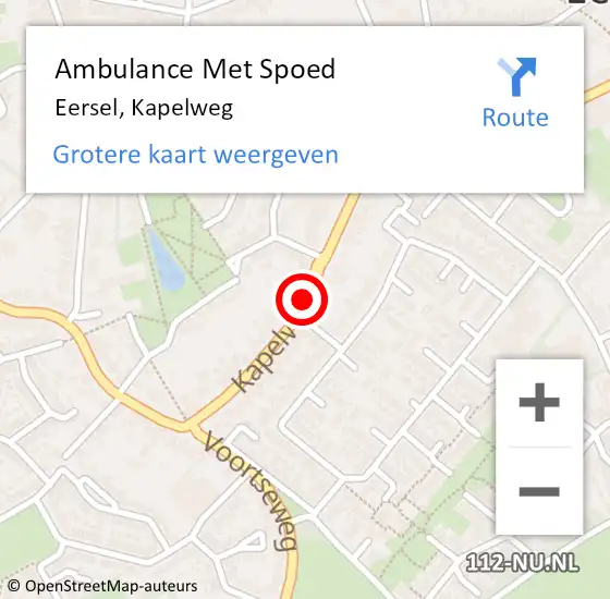 Locatie op kaart van de 112 melding: Ambulance Met Spoed Naar Eersel, Kapelweg op 12 juni 2019 17:02