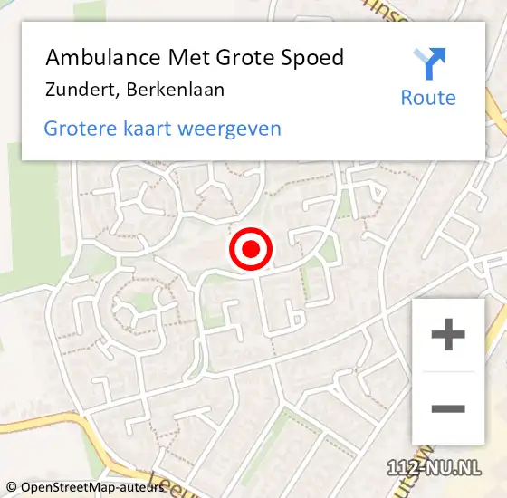 Locatie op kaart van de 112 melding: Ambulance Met Grote Spoed Naar Zundert, Berkenlaan op 12 juni 2019 18:45