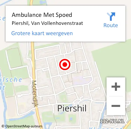 Locatie op kaart van de 112 melding: Ambulance Met Spoed Naar Piershil, Van Vollenhovenstraat op 12 juni 2019 19:06