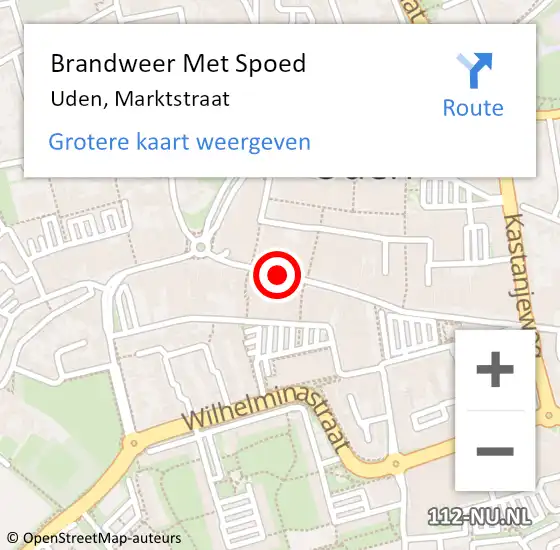 Locatie op kaart van de 112 melding: Brandweer Met Spoed Naar Uden, Marktstraat op 12 juni 2019 19:18