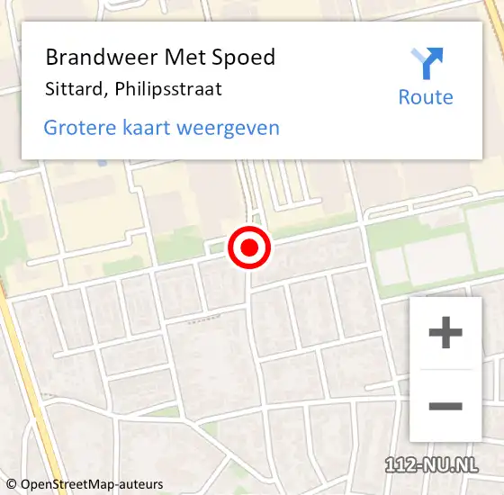 Locatie op kaart van de 112 melding: Brandweer Met Spoed Naar Sittard, Philipsstraat op 12 juni 2019 20:34