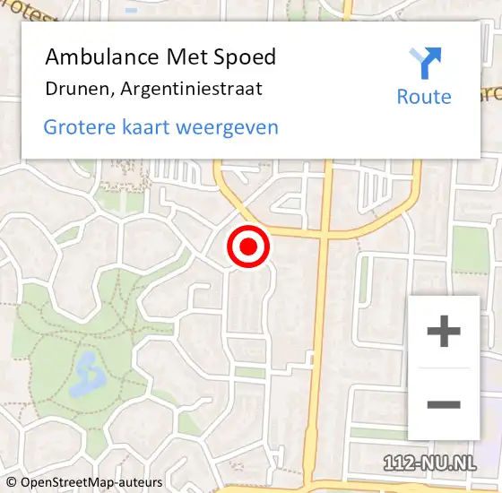 Locatie op kaart van de 112 melding: Ambulance Met Spoed Naar Drunen, Argentiniestraat op 12 juni 2019 21:08