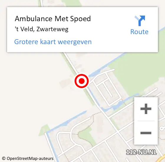 Locatie op kaart van de 112 melding: Ambulance Met Spoed Naar 't Veld, Zwarteweg op 12 juni 2019 21:09
