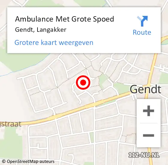 Locatie op kaart van de 112 melding: Ambulance Met Grote Spoed Naar Gendt, Langakker op 13 juni 2019 01:22