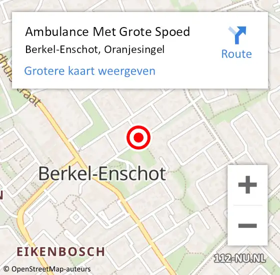Locatie op kaart van de 112 melding: Ambulance Met Grote Spoed Naar Berkel-Enschot, Oranjesingel op 13 juni 2019 01:28