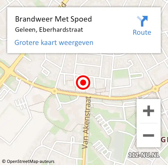 Locatie op kaart van de 112 melding: Brandweer Met Spoed Naar Geleen, Eberhardstraat op 13 juni 2019 01:43