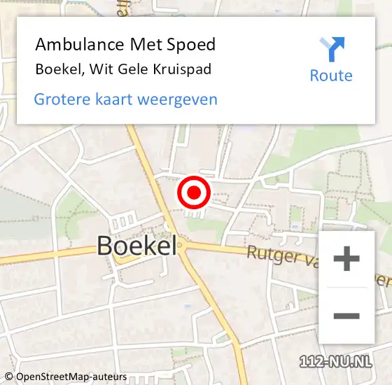 Locatie op kaart van de 112 melding: Ambulance Met Spoed Naar Boekel, Wit Gele Kruispad op 13 juni 2019 04:55