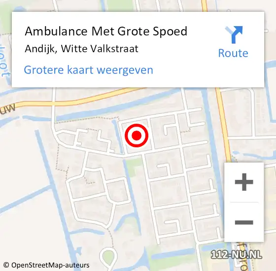 Locatie op kaart van de 112 melding: Ambulance Met Grote Spoed Naar Andijk, Witte Valkstraat op 13 juni 2019 08:27