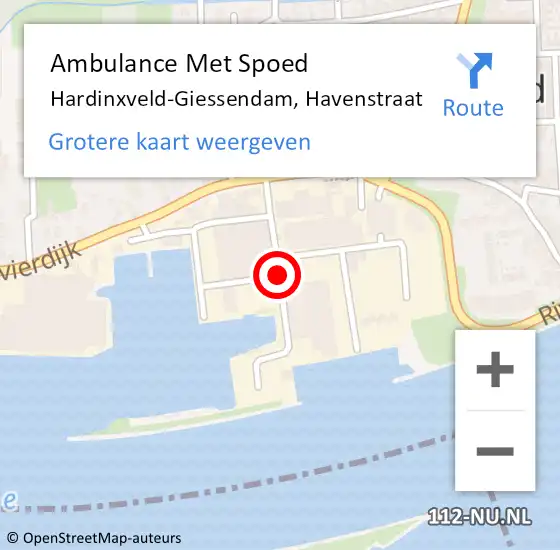 Locatie op kaart van de 112 melding: Ambulance Met Spoed Naar Hardinxveld-Giessendam, Havenstraat op 13 juni 2019 11:09