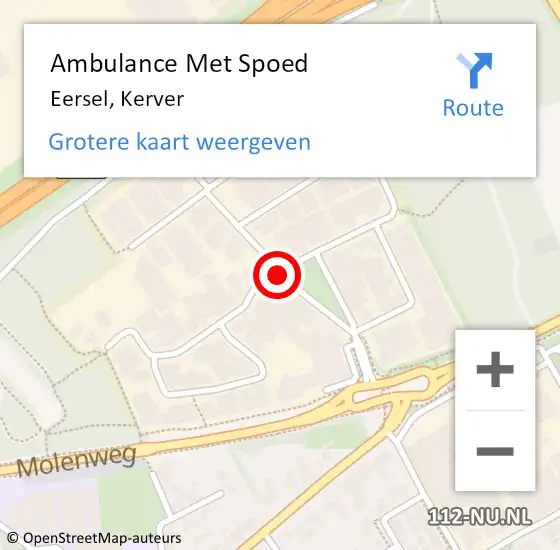 Locatie op kaart van de 112 melding: Ambulance Met Spoed Naar Eersel, Kerver op 13 juni 2019 11:29
