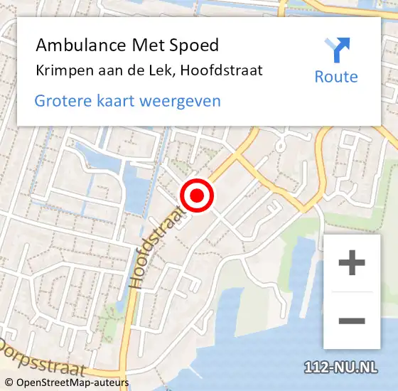 Locatie op kaart van de 112 melding: Ambulance Met Spoed Naar Krimpen aan de Lek, Hoofdstraat op 13 juni 2019 12:15
