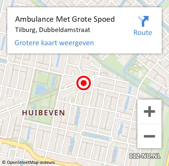 Locatie op kaart van de 112 melding: Ambulance Met Grote Spoed Naar Tilburg, Dubbeldamstraat op 13 juni 2019 12:46