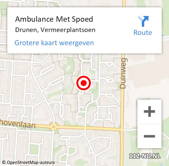Locatie op kaart van de 112 melding: Ambulance Met Spoed Naar Drunen, Vermeerplantsoen op 13 juni 2019 13:00
