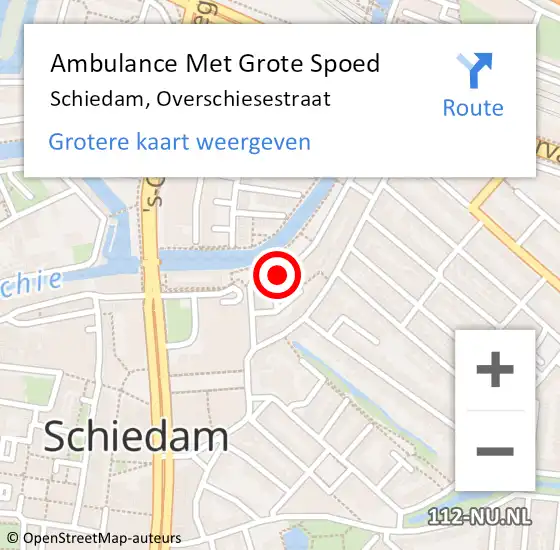 Locatie op kaart van de 112 melding: Ambulance Met Grote Spoed Naar Schiedam, Overschiesestraat op 13 juni 2019 13:22