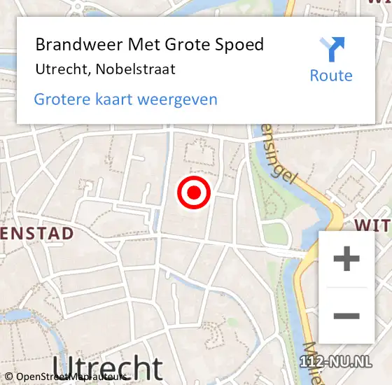 Locatie op kaart van de 112 melding: Brandweer Met Grote Spoed Naar Utrecht, Nobelstraat op 13 juni 2019 15:10