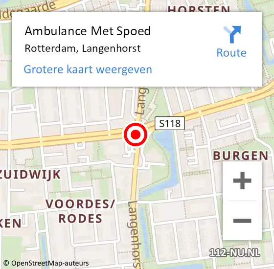 Locatie op kaart van de 112 melding: Ambulance Met Spoed Naar Rotterdam, Langenhorst op 13 juni 2019 15:16