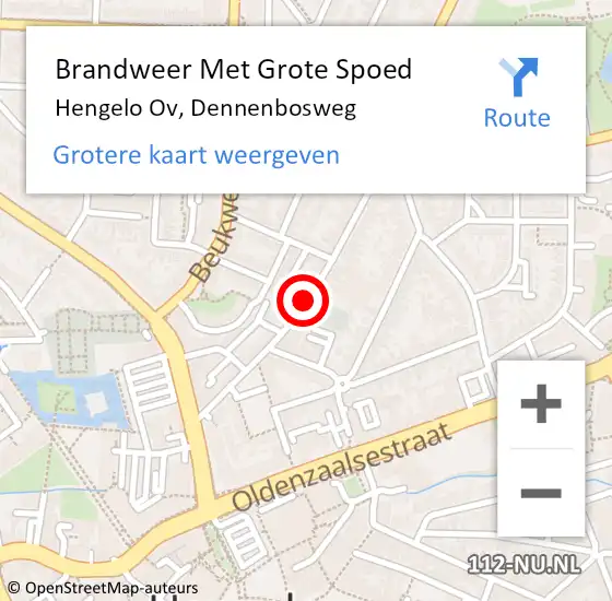 Locatie op kaart van de 112 melding: Brandweer Met Grote Spoed Naar Hengelo Ov, Dennenbosweg op 13 juni 2019 17:00