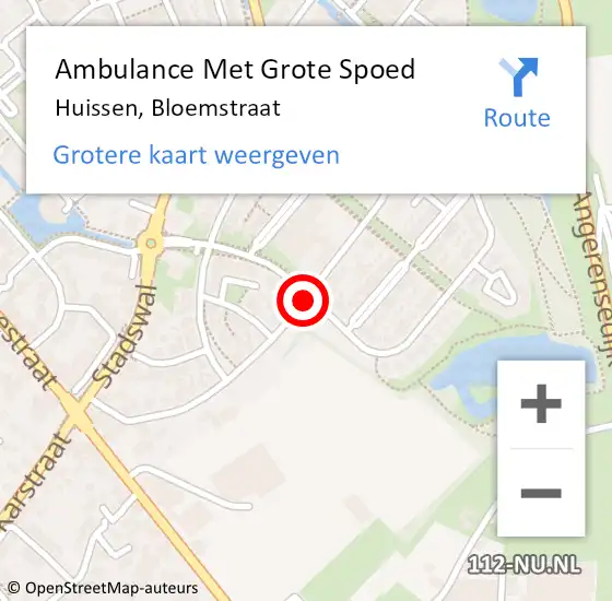 Locatie op kaart van de 112 melding: Ambulance Met Grote Spoed Naar Huissen, Bloemstraat op 13 juni 2019 17:05