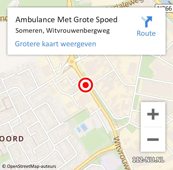 Locatie op kaart van de 112 melding: Ambulance Met Grote Spoed Naar Someren, Witvrouwenbergweg op 13 juni 2019 18:25