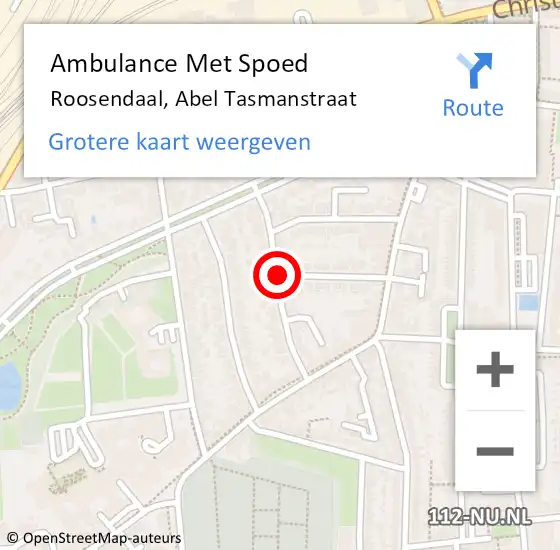 Locatie op kaart van de 112 melding: Ambulance Met Spoed Naar Roosendaal, Abel Tasmanstraat op 13 juni 2019 21:07