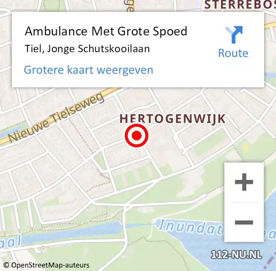 Locatie op kaart van de 112 melding: Ambulance Met Grote Spoed Naar Tiel, Jonge Schutskooilaan op 13 juni 2019 22:19