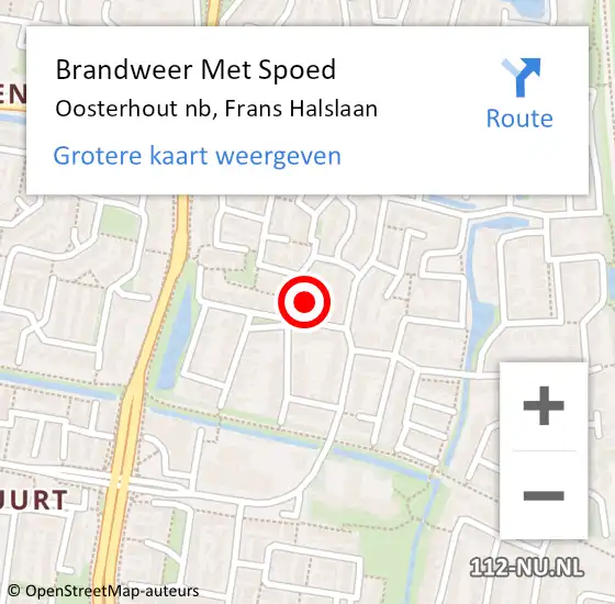 Locatie op kaart van de 112 melding: Brandweer Met Spoed Naar Oosterhout nb, Frans Halslaan op 13 juni 2019 23:19