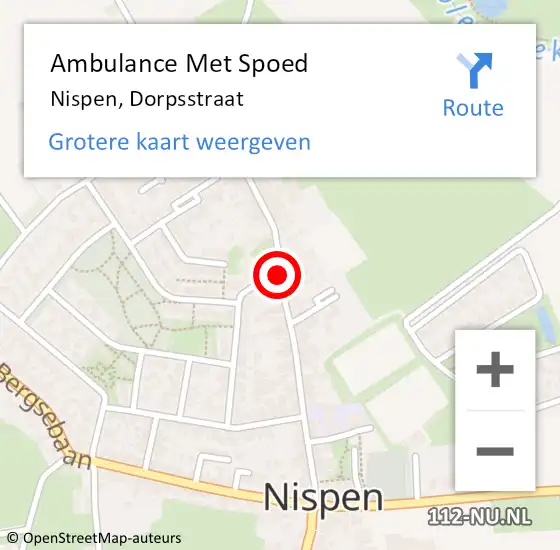 Locatie op kaart van de 112 melding: Ambulance Met Spoed Naar Nispen, Dorpsstraat op 13 juni 2019 23:32