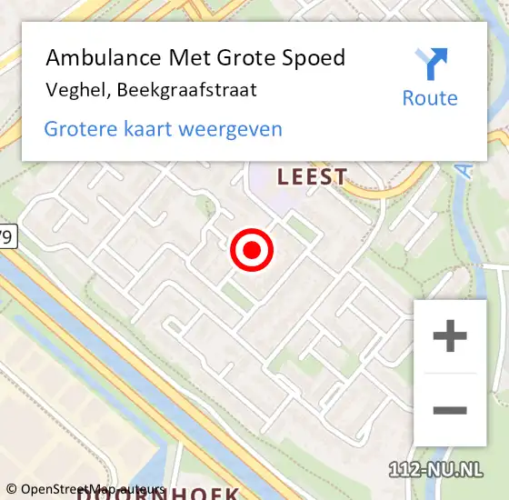 Locatie op kaart van de 112 melding: Ambulance Met Grote Spoed Naar Veghel, Beekgraafstraat op 14 juni 2019 00:00