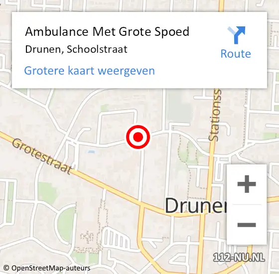 Locatie op kaart van de 112 melding: Ambulance Met Grote Spoed Naar Drunen, Schoolstraat op 14 juni 2019 00:21