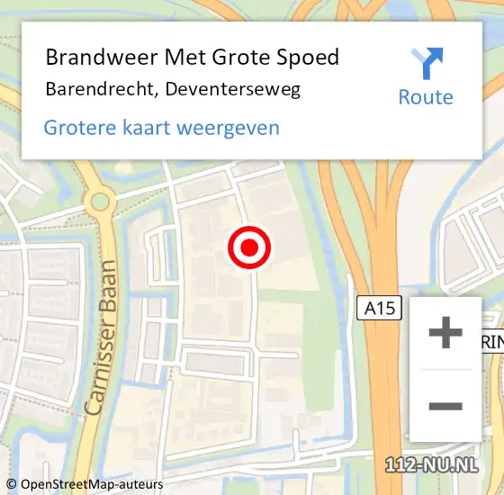 Locatie op kaart van de 112 melding: Brandweer Met Grote Spoed Naar Barendrecht, Deventerseweg op 14 juni 2019 04:32
