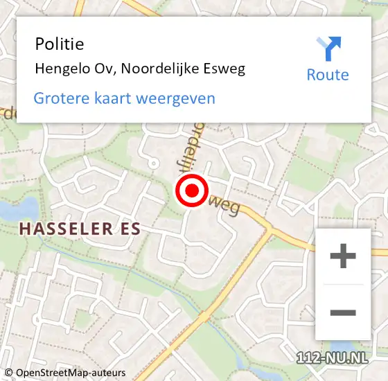 Locatie op kaart van de 112 melding: Politie Hengelo Ov, Noordelijke Esweg op 14 juni 2019 06:59