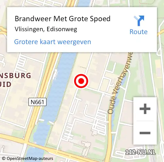 Locatie op kaart van de 112 melding: Brandweer Met Grote Spoed Naar Vlissingen, Edisonweg op 14 juni 2019 07:38