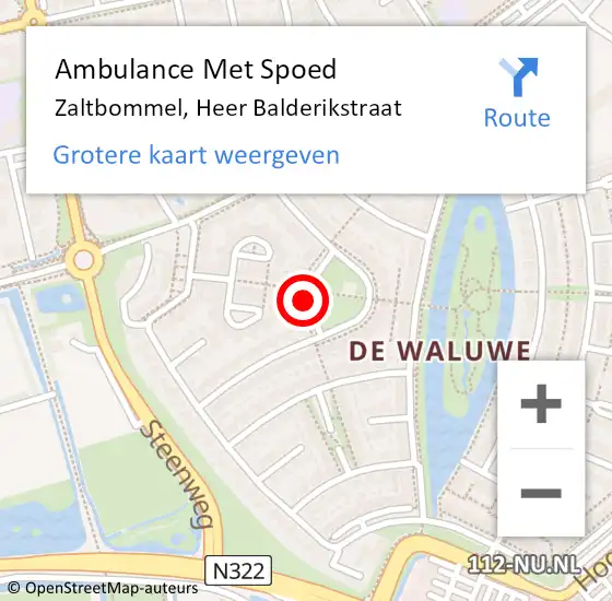 Locatie op kaart van de 112 melding: Ambulance Met Spoed Naar Zaltbommel, Heer Balderikstraat op 14 juni 2019 09:08