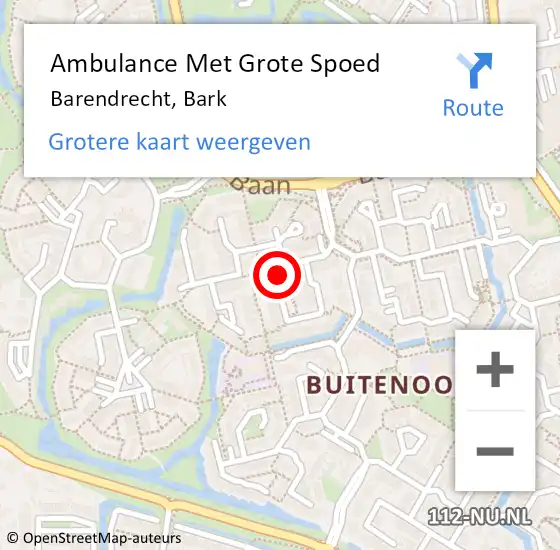 Locatie op kaart van de 112 melding: Ambulance Met Grote Spoed Naar Barendrecht, Bark op 14 juni 2019 09:33