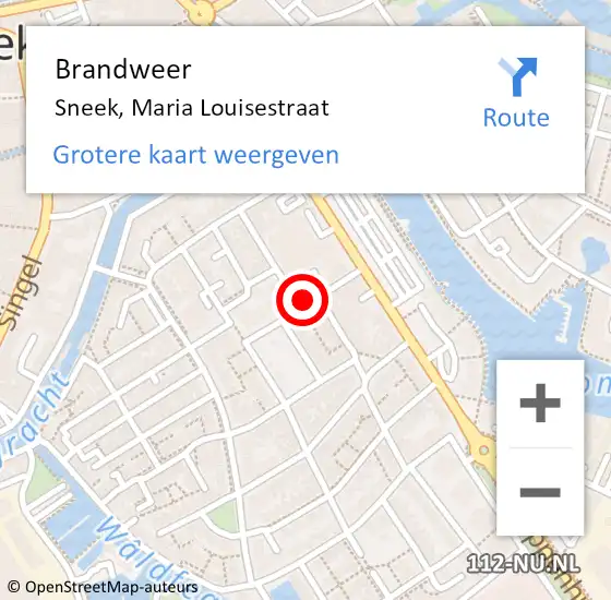 Locatie op kaart van de 112 melding: Brandweer Sneek, Maria Louisestraat op 14 juni 2019 09:42