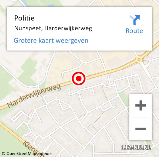 Locatie op kaart van de 112 melding: Politie Nunspeet, Harderwijkerweg op 14 juni 2019 11:39