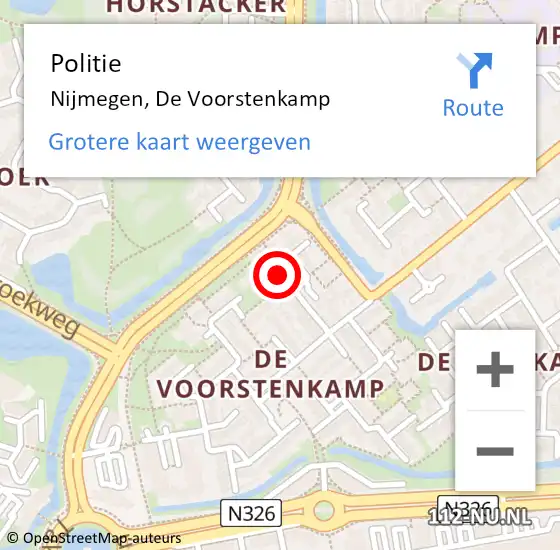 Locatie op kaart van de 112 melding: Politie Nijmegen, De Voorstenkamp op 14 juni 2019 12:03